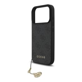 GUESS 4G CHARMS műanyag telefonvédő (textil hátlap, telefondísz) SÖTÉTSZÜRKE   GUESS 4G CHARMS műanyag telefonvédő (textil hátlap, telefondísz) SÖTÉTSZÜRKE