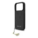 GUESS 4G CHARMS műanyag telefonvédő (textil hátlap, telefondísz) SÖTÉTSZÜRKE