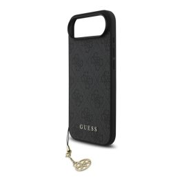   GUESS 4G CHARMS műanyag telefonvédő (textil hátlap, telefondísz) SÖTÉTSZÜRKE