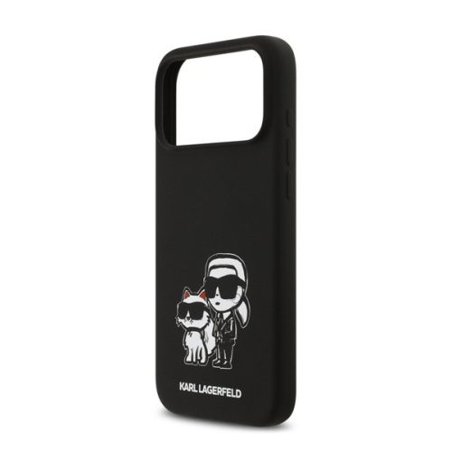 KARL LAGERFELD LIQUID SILICONE K&CH MAGSAFE szilikon telefonvédő (ütésállóság, MagSafe) FEKETE