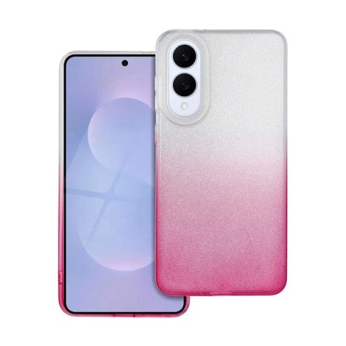 Szilikon telefonvédő (műanyag belső, csillogó hátlap) ÁTLÁTSZÓ/RÓZSASZÍN