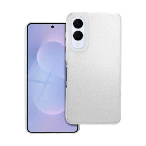 Szilikon telefonvédő (műanyag belső, csillogó hátlap) EZÜST