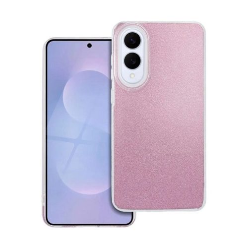 Szilikon telefonvédő (műanyag belső, csillogó hátlap) RÓZSASZÍN