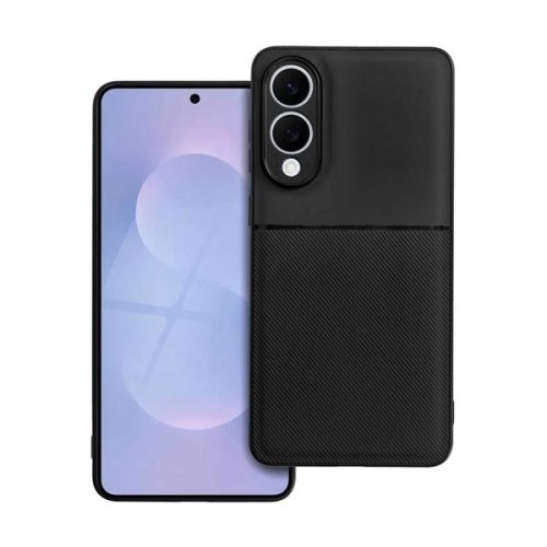 Szilikon telefonvédő (ütésállóság, mágneses, bőr hatású hátlap, csíkos) FEKETE