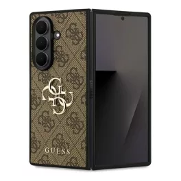   GUESS 4G BIG LOGO szilikon telefonvédő (ütésállóság, bőr hatású hátlap) SÖTÉTBARNA
