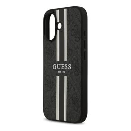   GUESS 4G PRINTED STRIPES szilikon telefonvédő (ütésállóság, bőr hatású hátlap, MagSafe) FEKETE