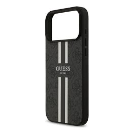   GUESS 4G PRINTED STRIPES szilikon telefonvédő (ütésállóság, bőr hatású hátlap, MagSafe) FEKETE