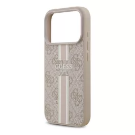   GUESS 4G PRINTED STRIPES szilikon telefonvédő (ütésállóság, bőr hatású hátlap, MagSafe) RÓZSASZÍN