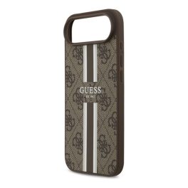 GUESS 4G PRINTED STRIPES szilikon telefonvédő (ütésállóság, bőr hatású hátlap, MagSafe) SÖTÉTBARNA   GUESS 4G PRINTED STRIPES szilikon telefonvédő (ütésállóság, bőr hatású hátlap, MagSafe) SÖTÉTBARNA