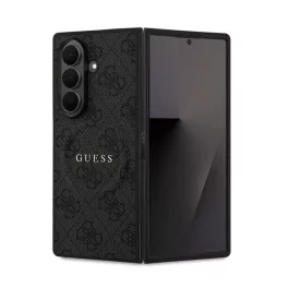   GUESS 4G RING CLASSIC LOGO szilikon telefonvédő (ütésállóság, textil hátlap, MagSafe) FEKETE