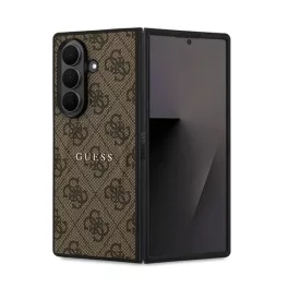   GUESS 4G RING CLASSIC LOGO szilikon telefonvédő (ütésállóság, textil hátlap, MagSafe) SÖTÉTBARNA