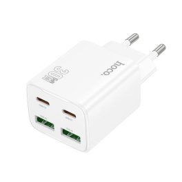   HOCO N56 hálózati töltő 2 USB+2 Type-C aljzat (30W, GaN, PD gyorstöltő 3.0) FEHÉR