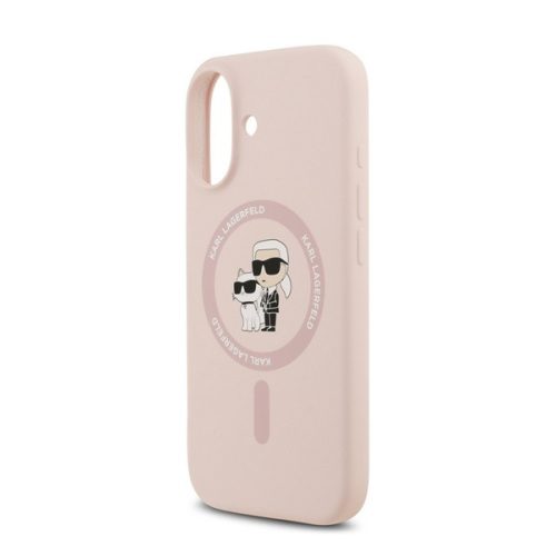 KARL LAGERFELD LIQUID SILICONE KARL AND CHOUPETTE MAGSAFE szilikon telefonvédő (ütésállóság, MagSafe) RÓZSASZÍN