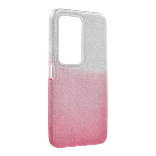 Szilikon telefonvédő (műanyag belső, csillogó hátlap) ÁTLÁTSZÓ/RÓZSASZÍN