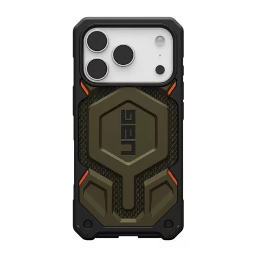 UAG MONARCH PRO szilikon telefonvédő (erős ütésállóság, textil minta, MagSafe) SÖTÉTZÖLD
