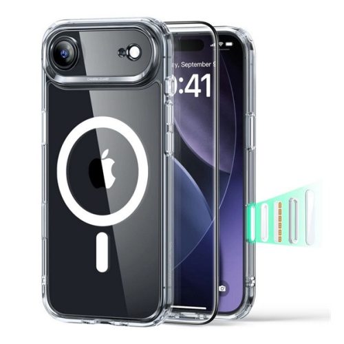 ESR CLASSIC HYBRID szilikon telefonvédő (ütésállóság, légpárnás sarok, MagSafe + képernyővédő üveg) ÁTLÁTSZÓ