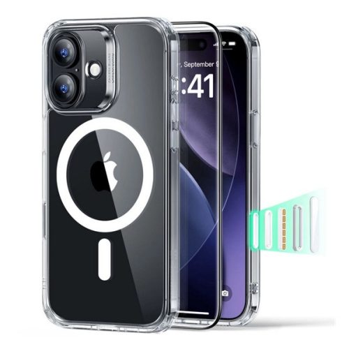 ESR CLASSIC HYBRID szilikon telefonvédő (ütésállóság, légpárnás sarok, MagSafe + képernyővédő üveg) ÁTLÁTSZÓ