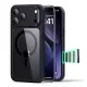 ESR CLASSIC HYBRID szilikon telefonvédő (ütésállóság, légpárnás sarok, MagSafe + képernyővédő üveg) FEKETE