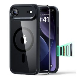ESR CLASSIC HYBRID szilikon telefonvédő (ütésállóság, légpárnás sarok, MagSafe + képernyővédő üveg) FEKETE   ESR CLASSIC HYBRID szilikon telefonvédő (ütésállóság, légpárnás sarok, MagSafe + képernyővédő üveg) FEKETE