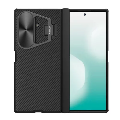 NILLKIN CAMSHIELD PROP MAGNETIC szilikon telefonvédő (ütésállóság, kameravédő, kitámasztó, csíkos) FEKETE