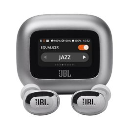   JBL LIVE BUDS 3 bluetooth fülhallgató SZTEREO (v5.3, TWS, mikrofon, aktív zajszűrő, LED kijelző, IP55 + töltőtok) EZÜST