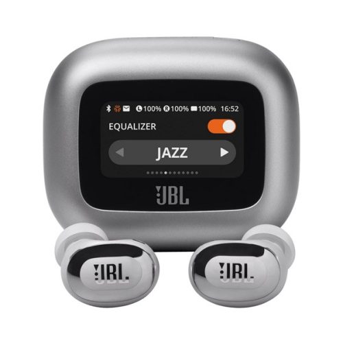 JBL LIVE BUDS 3 bluetooth fülhallgató SZTEREO (v5.3, TWS, mikrofon, aktív zajszűrő, LED kijelző, IP55 + töltőtok) EZÜST
