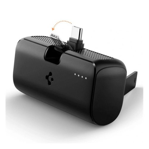 SPIGEN EA2205 vésztöltő Type-C aljzat (5000mAh, 22.5W, PD gyorstöltő, LED jelzés, Type-C csatlakozó, kitámasztó) FEKETE