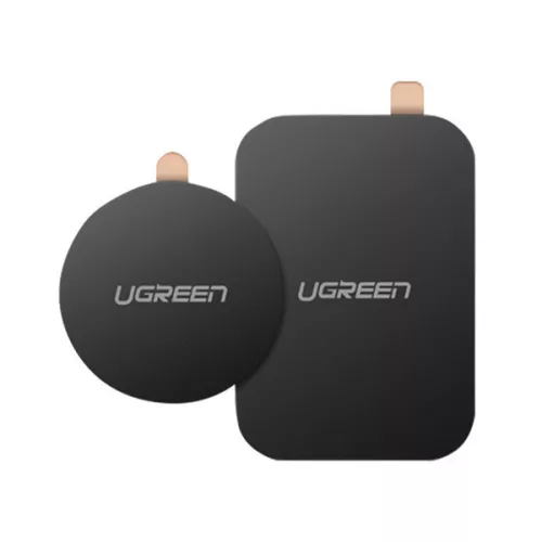 UGREEN LP123 öntapadós fémlap 2db (mágneses autós tartóhoz ideális, négyzet + kör alakú) FEKETE