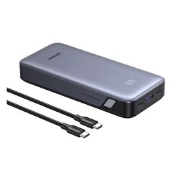   UGREEN PB532 vésztöltő 2 USB+Type-C aljzat (20000mAh, 30W, PD gyorstöltő, LED kijelző + Type-C kábel) SZÜRKE
