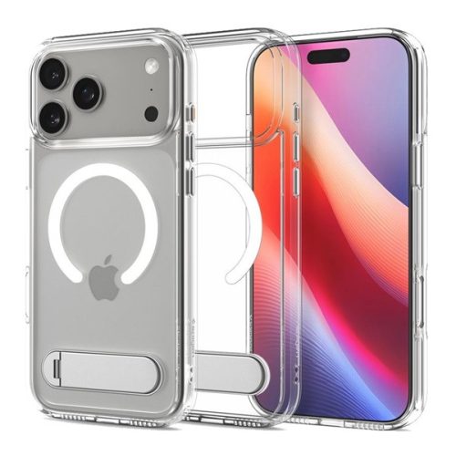 SPIGEN ULTRA HYBRID S műanyag telefonvédő (ütésállóság, légpárnás keret, kitámasztó, MagSafe) ÁTLÁTSZÓ