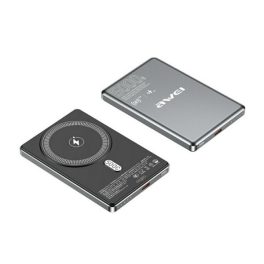   AWEI PA-30 vésztöltő Type-C aljzat (5000mAh, 15W, wireless, mágneses, PD gyorstöltő 3.0) SÖTÉTSZÜRKE