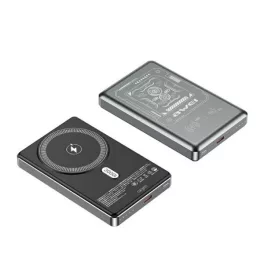   AWEI PA-31 vésztöltő Type-C aljzat (10000mAh, 15W, wireless, mágneses, PD gyorstöltő 3.0) SÖTÉTSZÜRKE