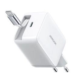   JOYROOM JR-TCL06 hálózati töltő Type-C aljzat (67W, GaN, gyorstöltő + fix Type-C kábel) FEHÉR