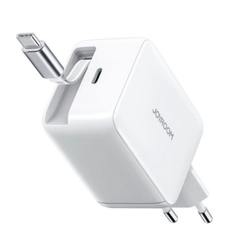 JOYROOM JR-TCL06 hálózati töltő Type-C aljzat (67W, GaN, gyorstöltő + fix Type-C kábel) FEHÉR