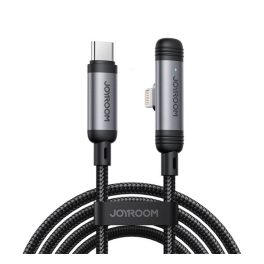   JOYROOM S-A56 ENJOYX SERIES adatkábel (Type-C - lightning, 30W, gyorstöltő, 90 fokos, cipőfűző, 120cm) FEKETE