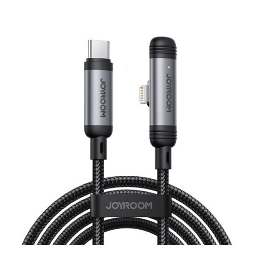 JOYROOM S-A56 ENJOYX SERIES adatkábel (Type-C - lightning, 30W, gyorstöltő, 90 fokos, cipőfűző, 120cm) FEKETE