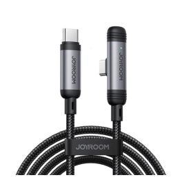   JOYROOM S-A56 ENJOYX SERIES adatkábel (Type-C - Type-C, 60W, gyorstöltő, 90 fokos, cipőfűző, 120cm) FEKETE