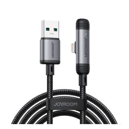   JOYROOM S-A56 ENJOYX SERIES adatkábel (USB - lightning, 3A, gyorstöltő, 90 fokos, cipőfűző, 120cm) FEKETE