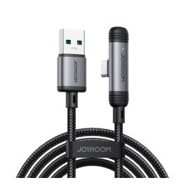   JOYROOM S-A56 ENJOYX SERIES adatkábel (USB - Type-C, 3A, gyorstöltő, 90 fokos, cipőfűző, 120cm) FEKETE