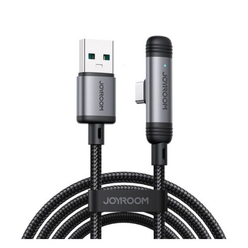 JOYROOM S-A56 ENJOYX SERIES adatkábel (USB - Type-C, 3A, gyorstöltő, 90 fokos, cipőfűző, 120cm) FEKETE
