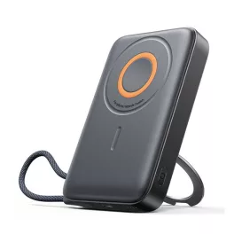   JOYROOM vésztöltő Type-C aljzat (10000mAh, 22.5W, gyorstöltő, LED jelzés, kitámasztó + fix Type-C kábel) FEKETE