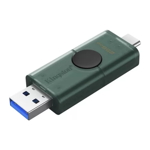 KINGSTON DT DUO pendrive/USB Stick (USB 3.2 + Type-C, Gen 1) 256GB FEKETE/SÖTÉTZÖLD