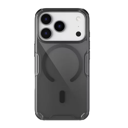 NILLKIN NATURE PRO MAGNETIC műanyag telefonvédő (ütésállóság, légpárnás sarok, MagSafe) FEKETE