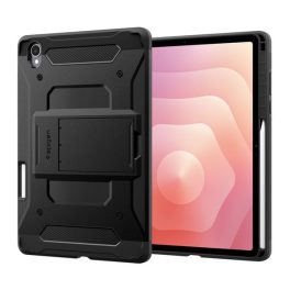   SPIGEN TOUGH ARMOR PRO műanyag telefonvédő (ütésállóság, kitámasztó, karbon minta, ceruza tartó) FEKETE