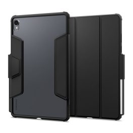  SPIGEN ULTRA HYBRID PRO tok álló, bőr hatású (FLIP, oldalra nyíló, TRIFOLD, asztali tartó, ceruza tartó) FEKETE