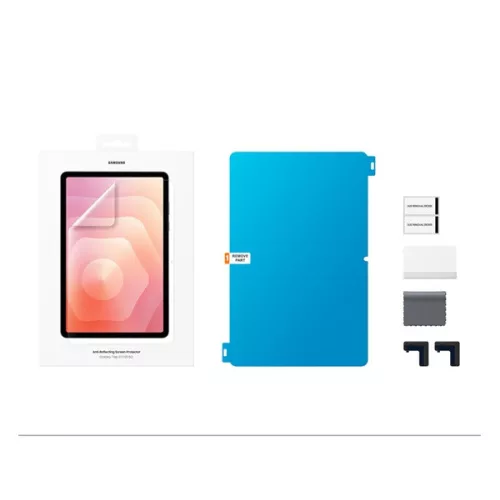SAMSUNG képernyővédő fólia (tükröződésmentes, törlőkendő + segédkeret) ÁTLÁTSZÓ