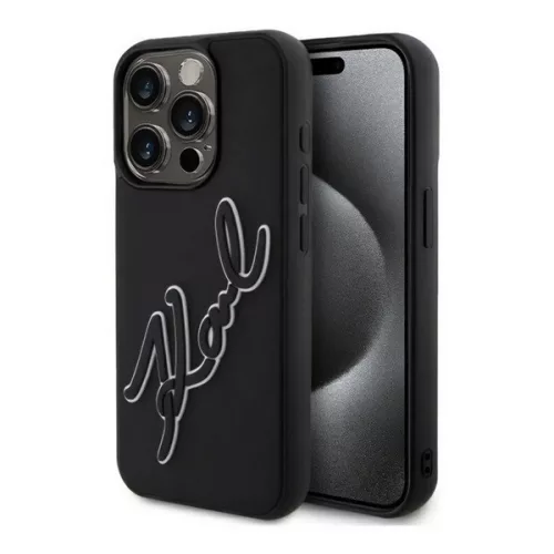 KARL LAGERFELD 3D RUBBER SIGNATURE szilikon telefonvédő (ütésállóság, 3D) FEKETE