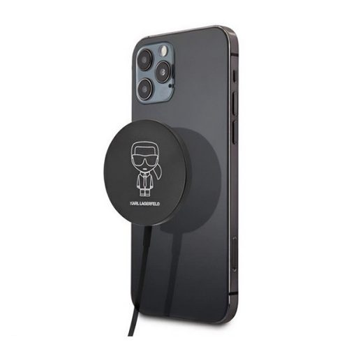 KARL LAGERFELD asztali töltő (15W, wireless, mágneses, 100cm) FEKETE
