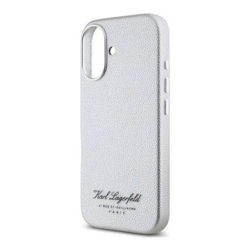 KARL LAGERFELD GRAINED PU HOTEL RSG szilikon telefonvédő (ütésállóság, bőr hatású hátlap) VILÁGOSSZÜRKE
