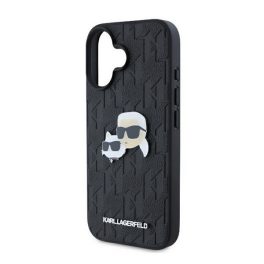   KARL LAGERFELD MONOGRAM KARL & CHOUPETTE HEAD PIN szilikon telefonvédő (ütésállóság, bőr hatású hátlap) FEKETE